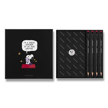 Mikrotužka Moleskine - set Peanuts (čierny v krabičke - zápisník a grafitové ceruzky Blackwing (4 ks)) - Moleskine Moleskine
