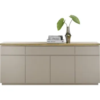 Komoda Komoda PALAMOS, 4-dvéřová, 3 zásuvky béžovošedý matný lak/masivní akácie