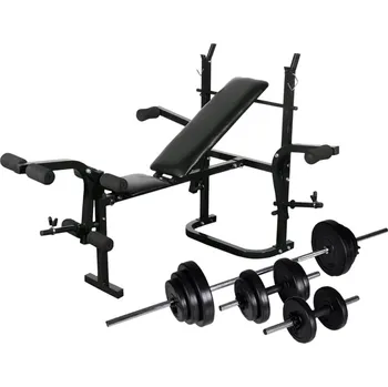 Posilovací lavice se stojanem na závaží a sadou činek 30,5 kg - 8718475702634