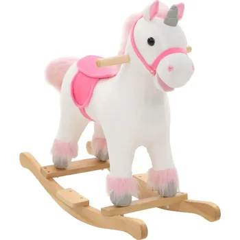 Houpací kůň Houpací plyšový jednorožec 65 x 32 x 58 cm bílý a růžový - 8718475609261