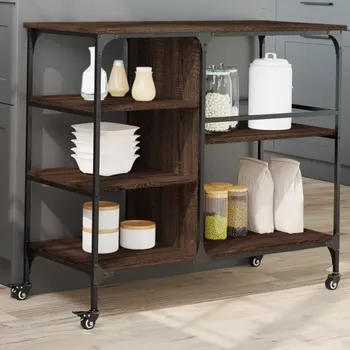 Servírovací stolek Kuchyňský vozík hnědý dub 100 x 45 x 89,5 cm kompozitní dřevo - 8721012376816