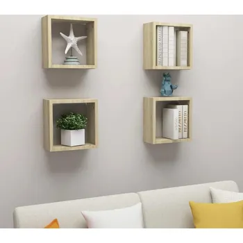 Obývací pokoj vidaXL Nástěnné police kostky 4 ks 30x15x30 cm kompozit [815880] Barva: dub sonoma
