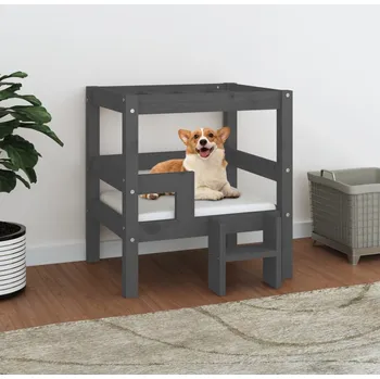 Pelíšek pro psa Pelíšek pro psy šedý 55,5x53,5x60 cm masivní borovice - 8720287208662