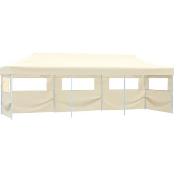Zahradní stan Skládací nůžkový party stan s 5 bočními stěnami 3 x 9 m krémový - 8718475706632