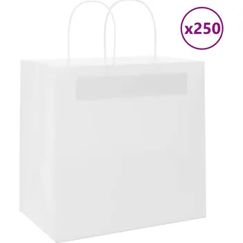 Dárková taška Papírové tašky 250 ks s uchy Bílá 26x17x25 cm - 8721158515636
