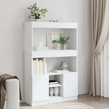 Příborník do zásuvky Skříň highboard bílá 92 x 33 x 140 cm kompozitní dřevo - 8721158405647