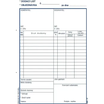 Dodací list objednávka NCR A5/17