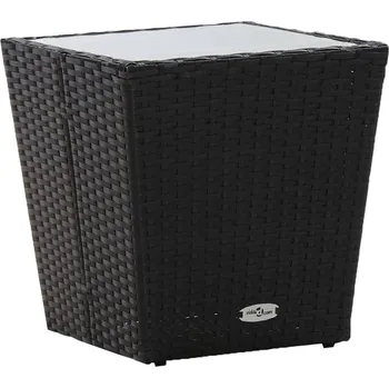 Zahradní stůl Čajový stolek černý 41,5 x 41,5 x 43 cm polyratan tvrzené sklo - 8719883727455