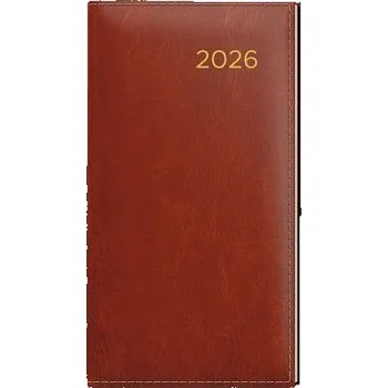 Diář BALOUŠEK TISK Diář týdenní - Jakub - Premier - kapesní - hnědá 2026 / 15cm x 7,5cm / BTJk17-7-26