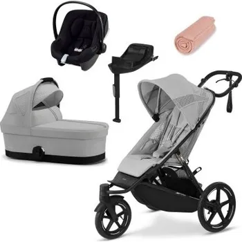 Dětské zboží Cybex Avi Spin Kočárek od narození + Autosedačka + Základna - Fog Grey/Pink