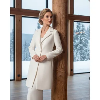 Flaušový svatební kabát - bílý: BF-237 Vybraná velikost: 5XL