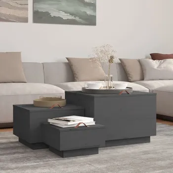 Úložný box Úložné boxy s víkem 3 ks šedé masivní borové dřevo - 8720287203322