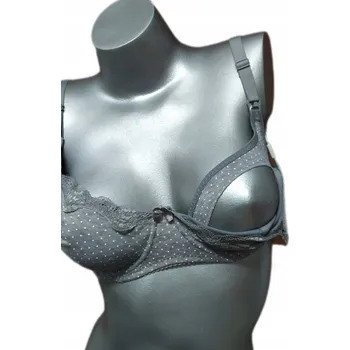 Podprsenka Podprsenka na kojení 75F šedá s kosticemi maminka