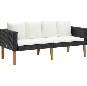 Zahradní sestava 2místná zahradní pohovka s poduškami polyratan černá - 8720286073568