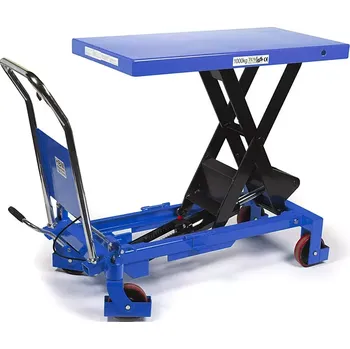 Plošinový vozík Robustní manipulační vozík s hydraulickým stolem, nosnost až 1000 kg, hmotnost 125 kg (TrueTech)