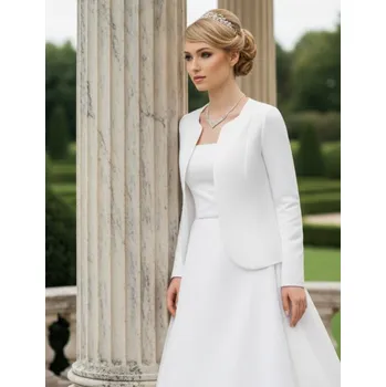 Bolerko Svatební saténové sako - bílé: BF-156 Vybraná velikost: XXL