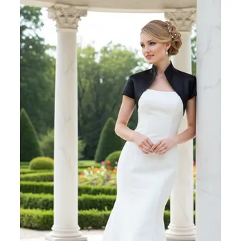 Bolerko Saténové bolerko s krátkým rukávem - černé: BF-01 Vybraná velikost: 6XL