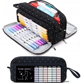 Penál Pouzdro na tužky tuba černé fotbal s rozvrhem hodin