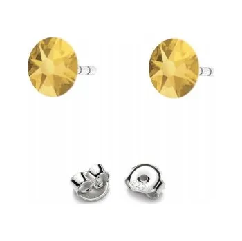 Náušnice Stříbrné Náušnice 925 s krystaly Swarovski Rose 4,5mm Metallic Sunshine