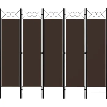 Paraván 5dílný skládací paraván hnědý 200 x 180 cm - 8720286022542