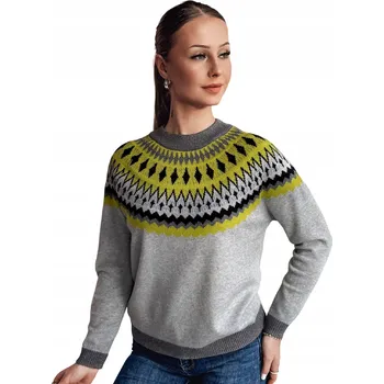 Dámský svetr Dámský svetr ve skandinávském stylu elegantní klasický šedý MY2376 - L/XL