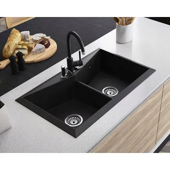 Granitový dřez Dvoukomorový granitový dřez Lavello černý