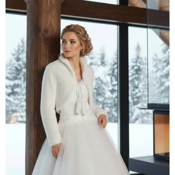 Dámský kožich Plyšový svatební kabátek ivory BF-39 Vybraná velikost: XXL