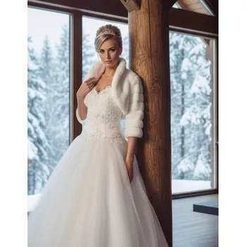 Dámský kožich Svatební kožíšek s 3/4 rukávem - ivory: BF-88 Vybraná velikost: XXL