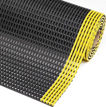 Rohožka Flomat Černo-žlutá protiskluzová průmyslová olejivzdorná rohož Flexdek - 10 m x 122 cm x 1,2 cm