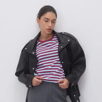 Dámské tričko Reserved - Tričko z mercerované bavlny - bleděmodrá - 2292T-05X - 2292T-05X-L