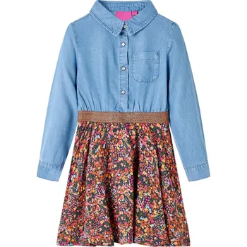 Dívčí šaty Dětské šaty s dlouhým rukávem námořnicky modré a džínově modré 104 - 8721012036918