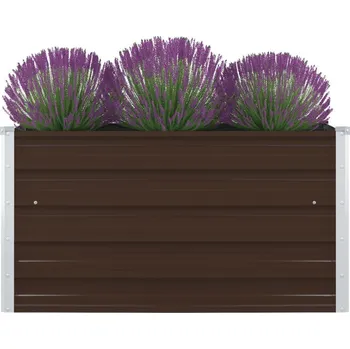 Vyvýšený záhon Vyvýšený záhon 100 x 100 x 45 cm pozinkovaná ocel hnědý - 8719883756653