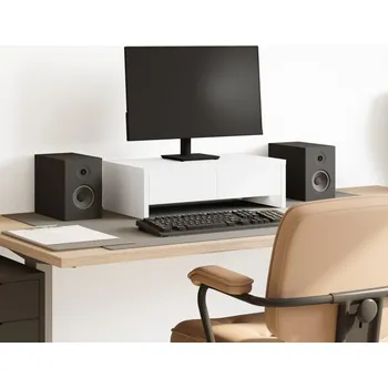 Držák monitoru Stojan na monitor se zásuvkami bílý 50 x 27 x 15 cm kompozit - 8721158389497