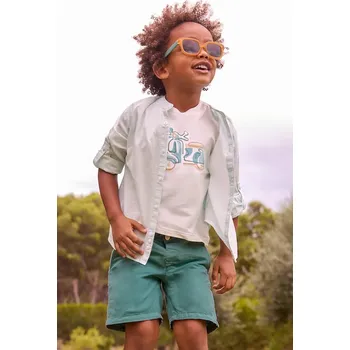 Chlapecké kraťasy Dětské šortky s přídavkem lnu Mayoral 3202.5C.Mini.PPY2 zelená 77X, vel. 104