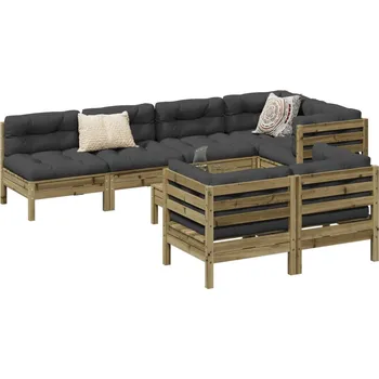Zahradní lavice zahrada-XL 8dílná zahradní sedací souprava a podušky impregnovaná borovice 3299352