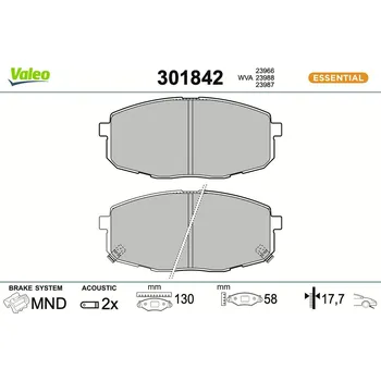Brzdová destička Sada brzdových destiček, kotoučová brzda VALEO 301842