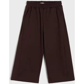 Dívčí kalhoty Sinsay - Teplákové kalhoty wide leg s fleecem - hnědá - 663IQ-88X - 663IQ-88X-134