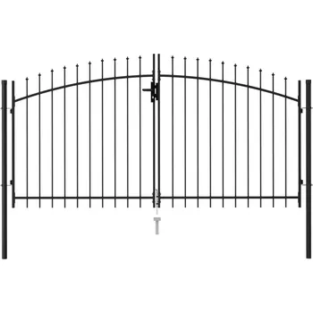 branka Dvoukřídlá zahradní brána s hroty ocelová 3 x 1,5 m černá - 8719883769479