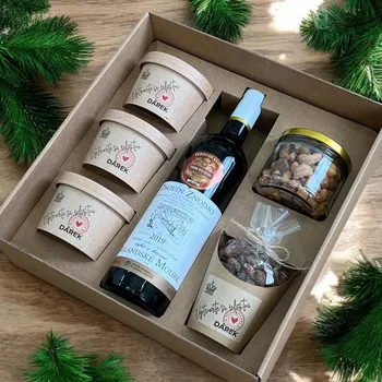 Nutworld.cz Firemní dárek VÍNO A MIX OŘECHŮ EKO, SKLO A KELÍMEK - XL