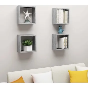 Obývací pokoj vidaXL Nástěnné police kostky 4 ks 30x15x30 cm kompozit [815880] Barva: Betonová šedá