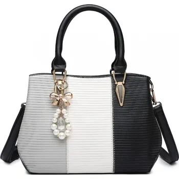 Kabelka Miss Lulu elegantní kabelka z PU kůže s přívěskem - černá LG6866