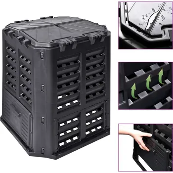 Kompostér Zahradní kompostér černý 68,9 x 68,9 x 83,9 cm 360 l - 8719883869001