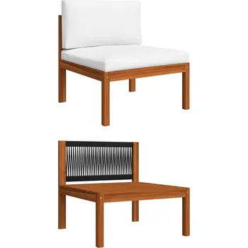 Zahradní sestava Zahradní prostřední pohovka s polštáři, akácie a provaz - 8720286192610