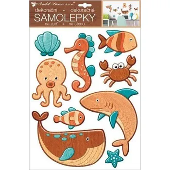 Samolepící dekorace Samolepky na zeď plastická 41x28 cm, mořská zvířata / 15106