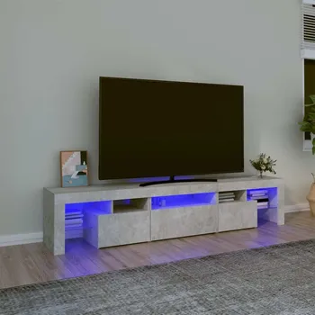 Obývací pokoj vidaXL TV skříňka s LED osvětlením 200x36,5x40 cm [3152810] Barva: Betonová šedá