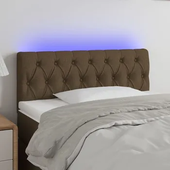 Čelo postele s LED tmavě hnědé 100 x 7 x 78/88 cm textil - 8720287285854