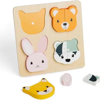 Dřevěná hračka Bigjigs Toys Vkládací puzzle počítání Zvířátka