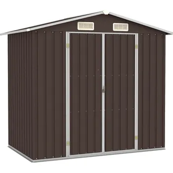 Zahradní domek Zahradní přístřešek hnědý 205 x 129 x 183 cm pozinkovaná ocel - 8719883811505