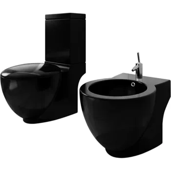 Bidet Černá keramická toaleta a bidet - 8718475866954