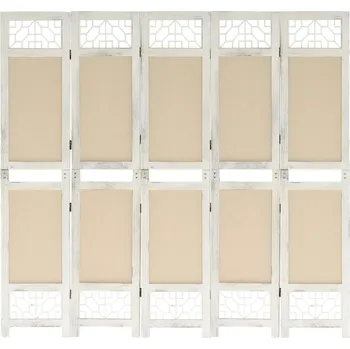 Paraván 5dílný paraván krémový 175 x 165 cm textil - 8720286654934